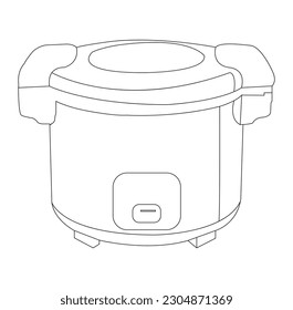 kitchen equipment; Automatic Rice Cooker, Line art, Vector, eps10.