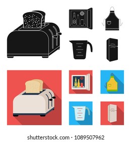 Kitchen equipment black, flat icons in set collection for design. Kitchen and accessories vector symbol stock web illustration.