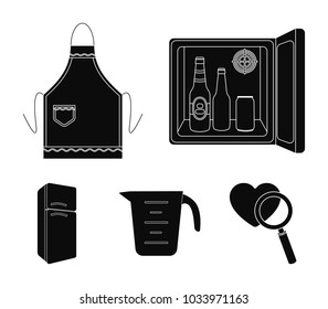 Kitchen equipment black icons in set collection for design. Kitchen and accessories vector symbol stock web illustration.