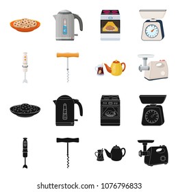 Kitchen equipment black,cartoon icons in set collection for design. Kitchen and accessories vector symbol stock web illustration.