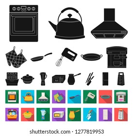 Kitchen equipment black,flat icons in set collection for design. Kitchen and accessories vector symbol stock web illustration.