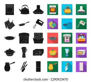 Kitchen equipment black,flat icons in set collection for design. Kitchen and accessories vector symbol stock web illustration.