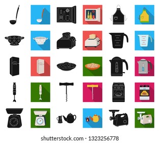 Kitchen equipment black,flat icons in set collection for design. Kitchen and accessories vector symbol stock web illustration.