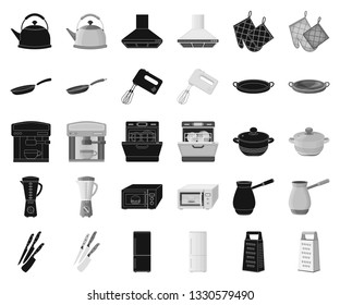 Kitchen equipment black,monochrome icons in set collection for design. Kitchen and accessories vector symbol stock web illustration.