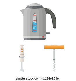 Kitchen equipment cartoon icons in set collection for design. Kitchen and accessories vector symbol stock web illustration.