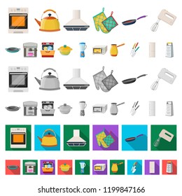 Kitchen equipment cartoon icons in set collection for design. Kitchen and accessories vector symbol stock web illustration.