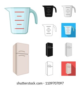 Kitchen equipment cartoon,black,flat,monochrome,outline icons in set collection for design. Kitchen and accessories vector symbol stock web illustration.