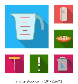 Kitchen equipment flat icons in set collection for design. Kitchen and accessories vector symbol stock web illustration.