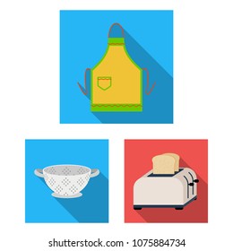 Kitchen equipment flat icons in set collection for design. Kitchen and accessories vector symbol stock web illustration.