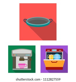 Kitchen equipment flat icons in set collection for design. Kitchen and accessories vector symbol stock web illustration.