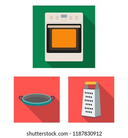 Kitchen equipment flat icons in set collection for design. Kitchen and accessories vector symbol stock web illustration.