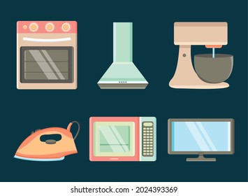 kitchen equipment icon collection design