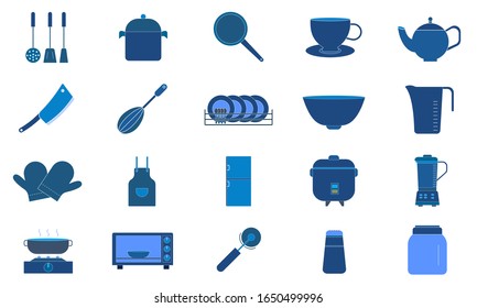 Kitchen equipment icons pack vector image