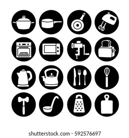 Kitchen equipment. Icons set.