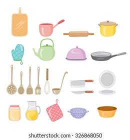 Kitchen Equipment Icons Set, Ware, Crockery, Cooking, Food, Bakery, Lifestyle