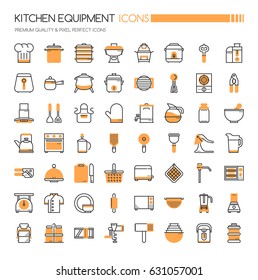 Kitchen Equipment Icons , Thin Line and Pixel Perfect Icons