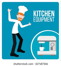 kitchen equipment illustration over blue color background