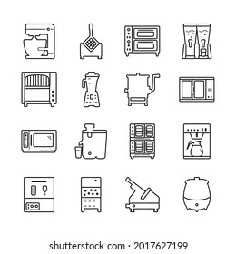 Kitchen equipment line icon set. Editable stroke. Vector eps 10. Isolated at white background