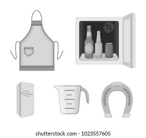 Kitchen equipment monochrome icons in set collection for design. Kitchen and accessories vector symbol stock web illustration.