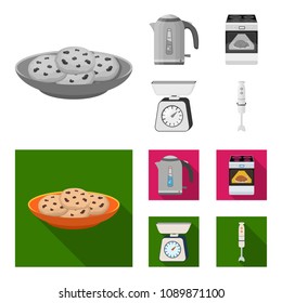 Kitchen equipment monochrome,flat icons in set collection for design. Kitchen and accessories vector symbol stock web illustration.