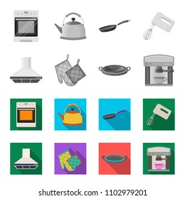 Kitchen equipment monochrome,flat icons in set collection for design. Kitchen and accessories vector symbol stock web illustration.