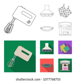 Kitchen equipment outline,flat icons in set collection for design. Kitchen and accessories vector symbol stock web illustration.