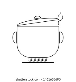 Kitchen equipment symbol pot cooking sign vector design element isolated on white simple black monochrome icon
