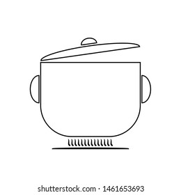 Kitchen equipment symbol pot cooking sign vector design element isolated on white simple black monochrome icon