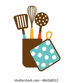 kitchen equipment utencils icon vector illustration design