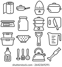 Kitchen Essentials Icon Set Outline Style (Part 2)
