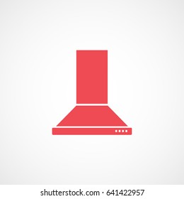 Kitchen Exhaust Hood Red Flat Icon On White Background