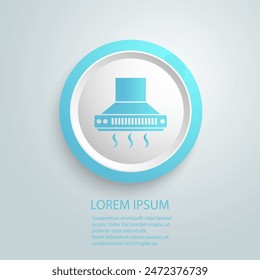 Kitchen extractor fan blue icon isolated on white background. Cooker hood. Kitchen exhaust. Household appliance. Vector sign