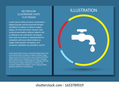 Küchenfaucet-Ikonvektor-Symbol, lorem ipsum Flaches Design