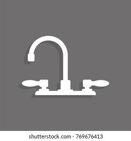 Kitchen faucet on the sink. Vector icon.
