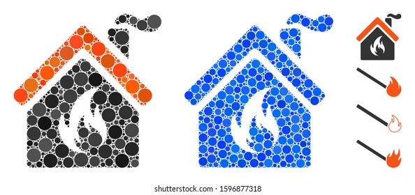 Kitchen fire composition of circle elements in different sizes and color hues, based on kitchen fire icon. Vector circle elements are combined into blue composition.