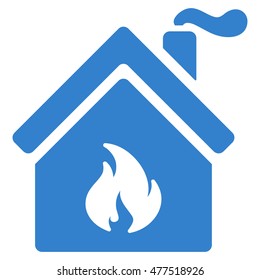 Kitchen Fire icon. Vector style is flat iconic symbol, cobalt color, white background.