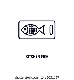 kitchen fish outline icon.  Thin line icon from bistro and restaurant collection. Editable vector isolated on white background