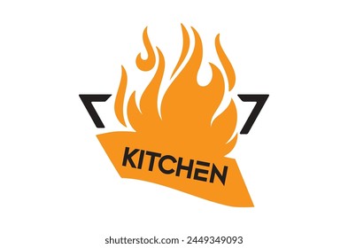kitchen flame logo icon design template vector