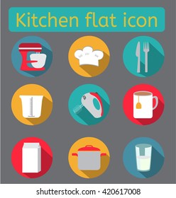 Kitchen flat icon set.