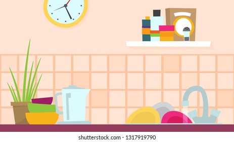 Kitchen flat vector illustration for web and design