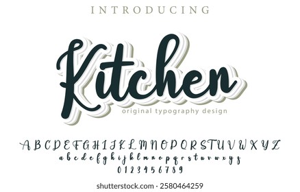 Kitchen Font Stylish brush painted an uppercase vector letters, alphabet, typeface