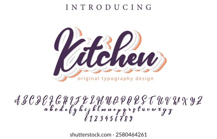 Kitchen Font Stylish brush painted an uppercase vector letters, alphabet, typeface