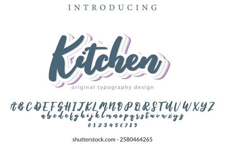 Kitchen Font Stylish brush painted an uppercase vector letters, alphabet, typeface