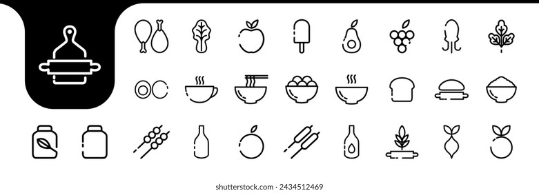 kitchen food icon line set collection design vector