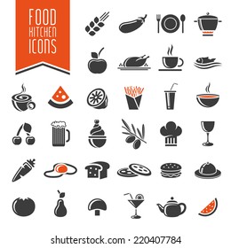 Kitchen and food icon set.