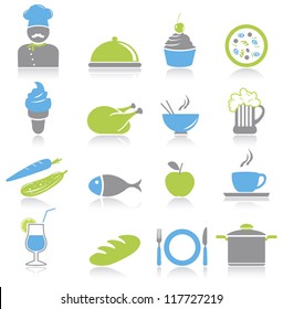 Kitchen and food icons set.Vector illustration