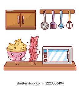 Kitchen and food kawaii cartoons