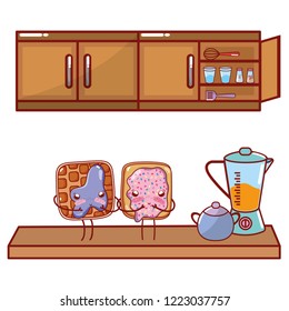 Kitchen and food kawaii cartoons