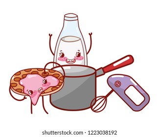 Kitchen and food kawaii cartoons