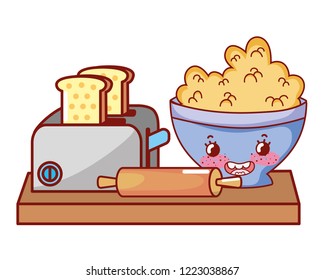 Kitchen and food kawaii cartoons